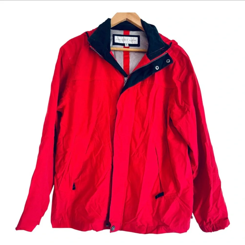 Geoffrey Beene Red Cotton Men's Casual Zipper Jacket Size M - Picture 1 of 10